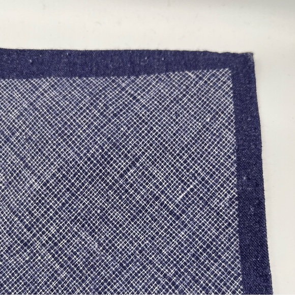 New Without Tags Van Gils Pocket Square  Blue - White. (10X10) Cotton. - Picture 7 of 7